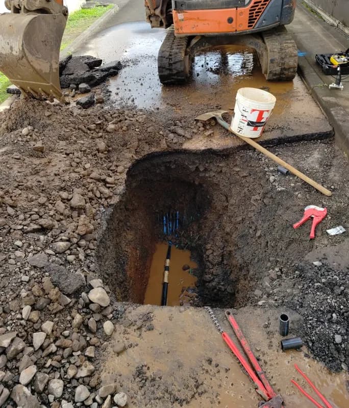 Réparation de fuite après détection sur le réseau d’Alimentation en Eau Potable